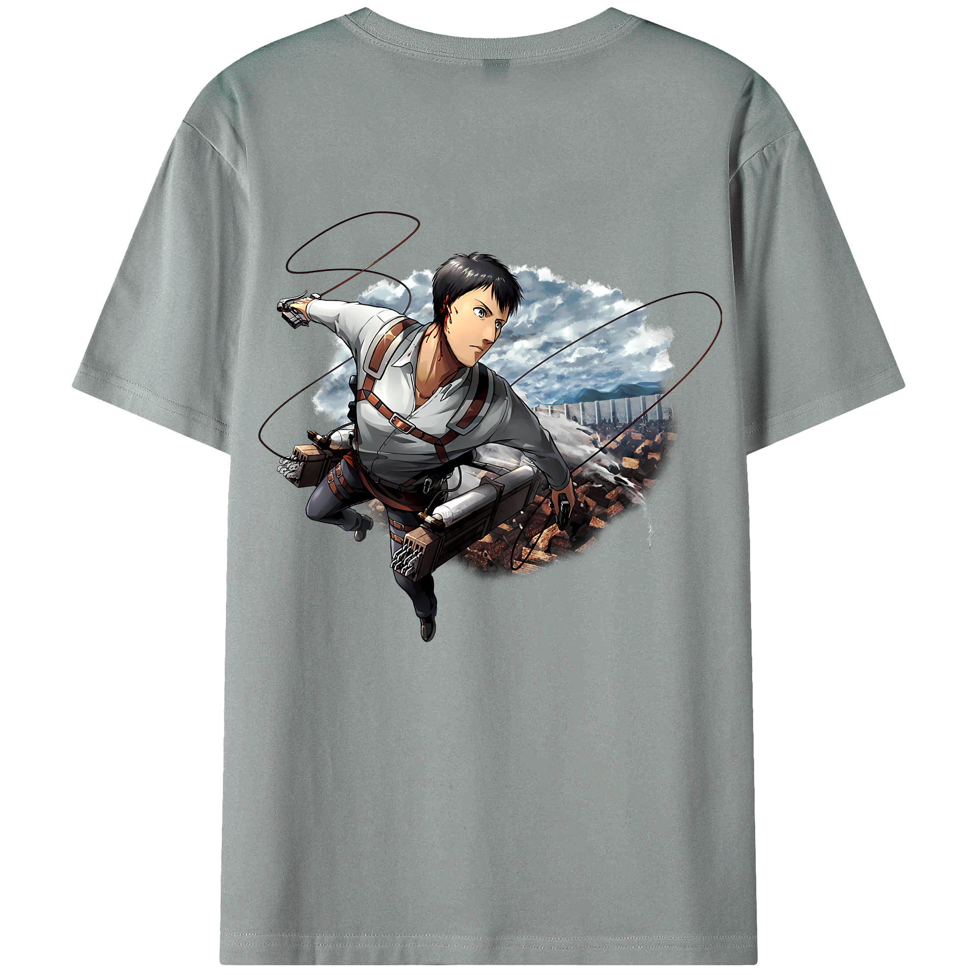 （画像用） 進撃の巨人 ベルトルト・フーバー Attack on Titan Bertholdt Hoover 綿100％ メンズ半袖Tシャツ（バックプリント） 通気性